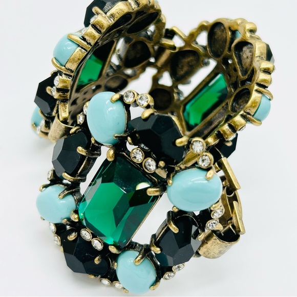 J. Crew Vintage Black Green Blue Jeweled Bracelet - Picture 5 of 5